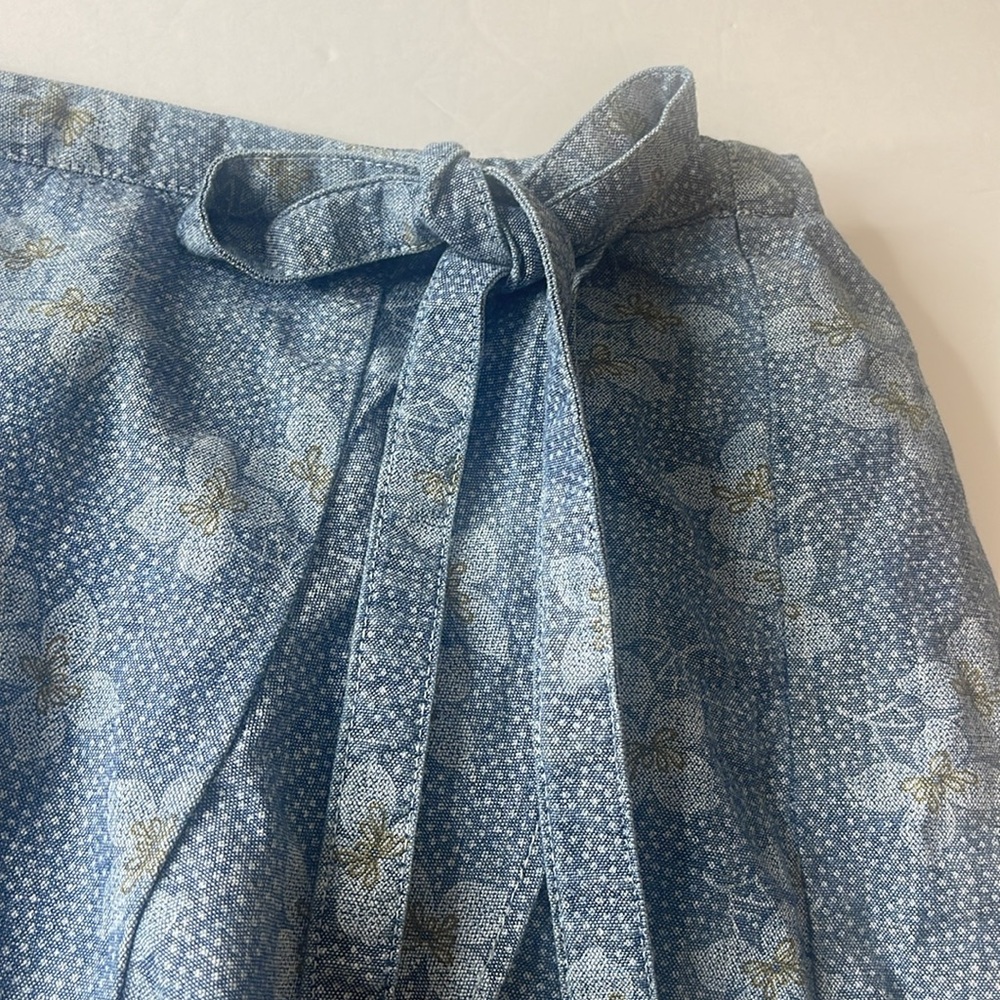 J Crew Mercantile Printed Chambray Faux Wrap Mini Skirt Size XL - Picture 6 of 11